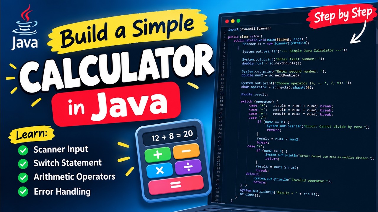 Java Tutorial for Beginners #3 | Build a Simple Calculator in Java 🔥 ...