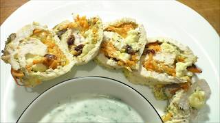 Куриные рулеты с корейской морковью и черносливом Куриные рулеты с корейской морковью и черносливом