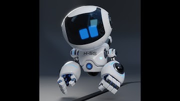 Cute Space Robot Rigged H-5H White