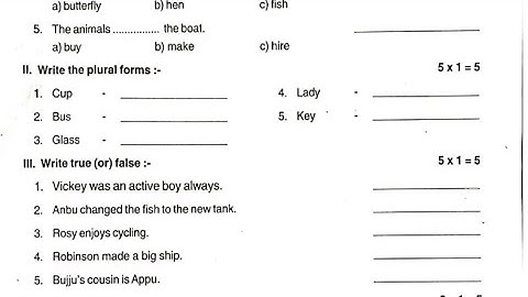 4th Std English Quarterly Exam Question Paper / 4th Std English Model Question