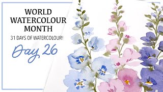 Delicate Delphiniums - Day 26 (31 Days of Watercolour Practice)