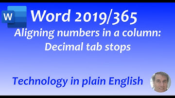 Word 2019/365: Decimal tab stops, aligning numbers