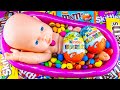 Oddly Satisfying ASMR | Rainbow Skittles Candy Mixing in Bathtub With Slime & Kinder Joy Cutting