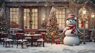 Sweet Christmas Jazz Music with Snow Falling at Night ☕ Christmas Coffee Shop Ambience & Night Jazz