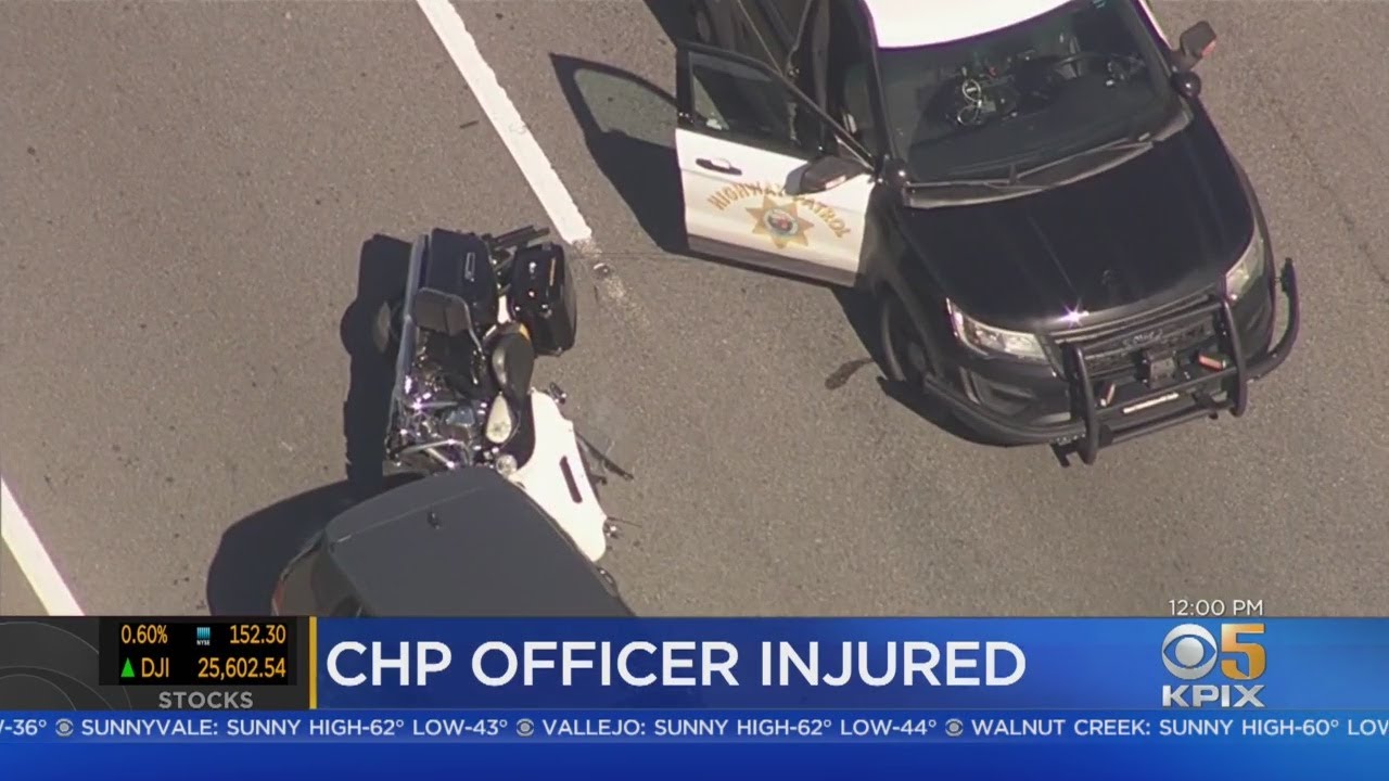 CHP Motorcyle Officer Hurt In Crash On Highway 101 In San Mateo - YouTube