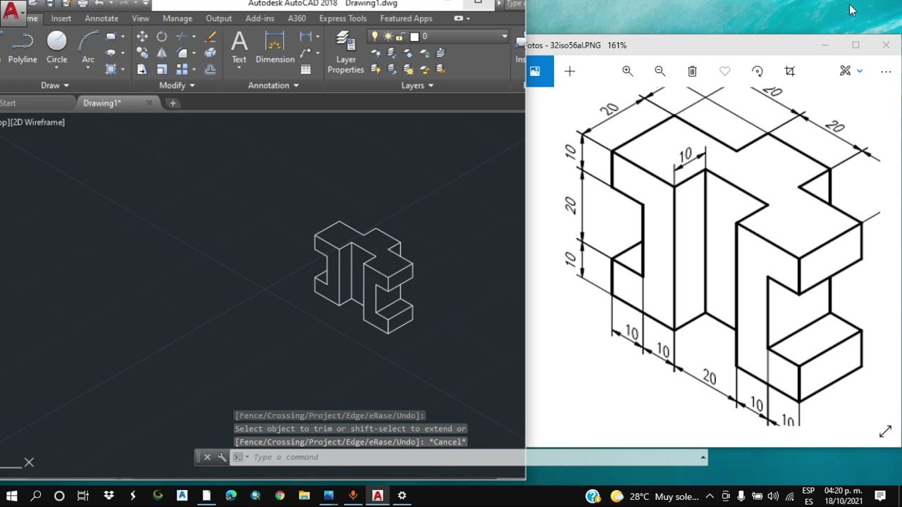 autoCAD - dibujo isometrico desde cero paso a paso - YouTube