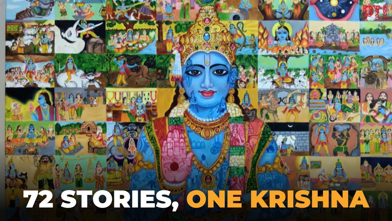 Andhra Pradesh artist creates Lord Krishna portrait using 72 miniature paintings