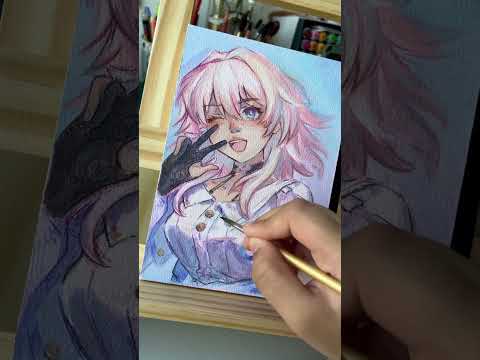 March 7th 🌸🌸 Longer process on my channel !! #honkaistarrail #gouache