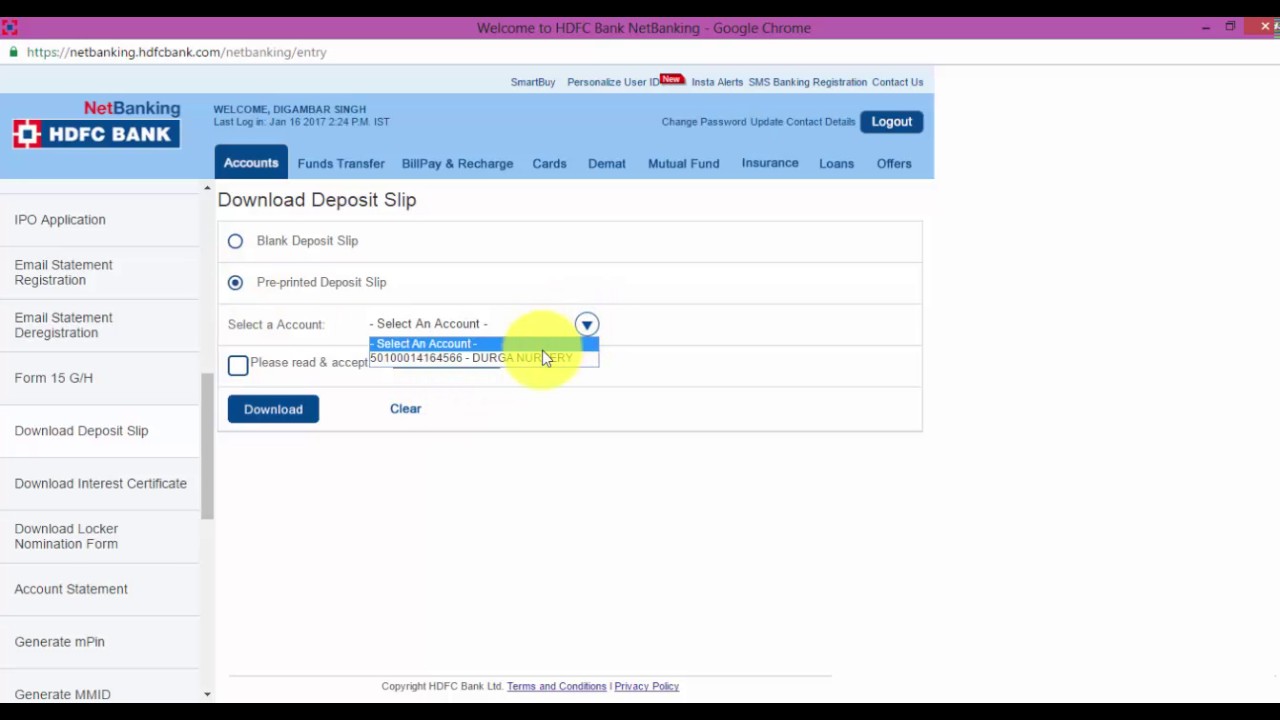 How use Pre filled Deposit Slip to Deposite Cash HDFC bank ...