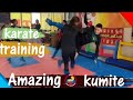 Karate kumite training  wkf training  kumite distance practice attack skill and speed