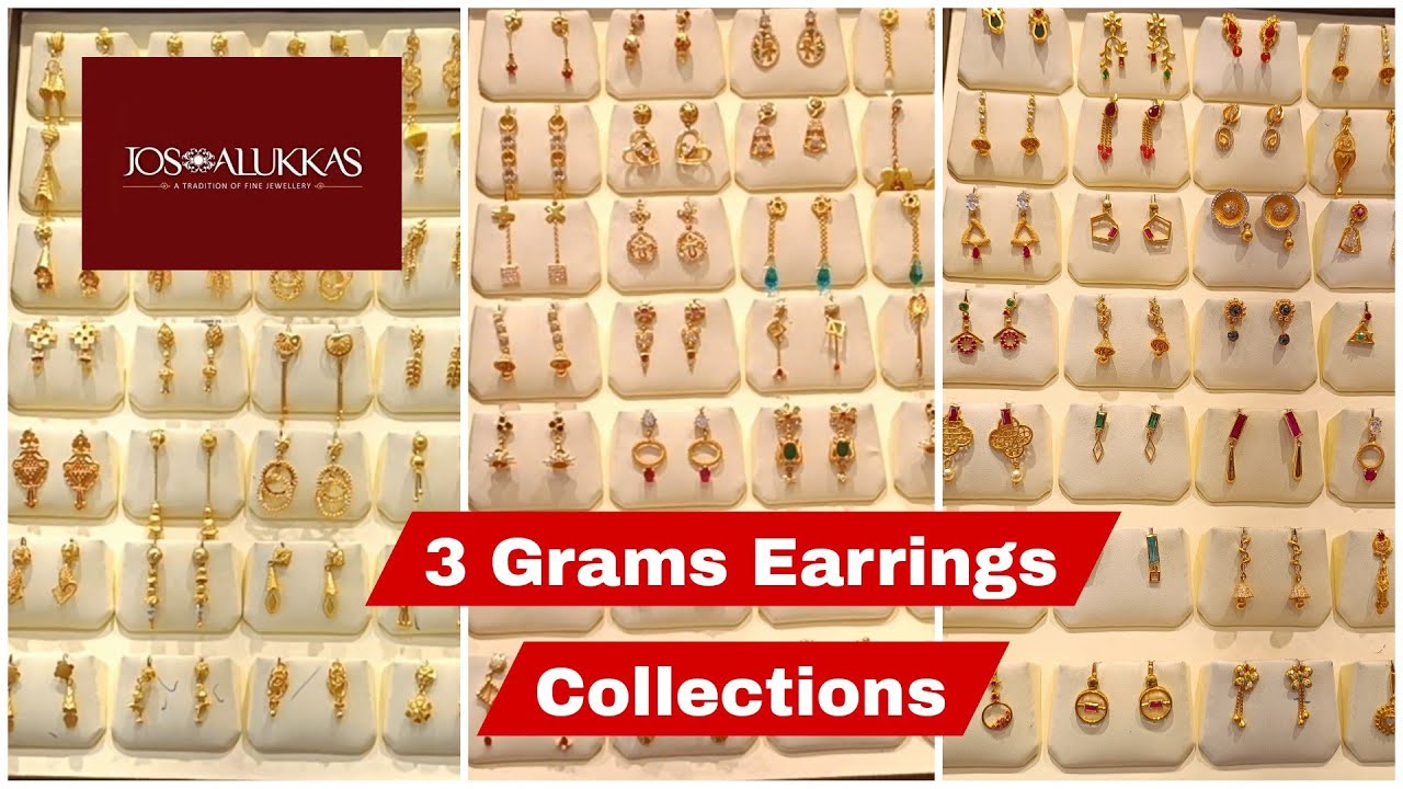 Jos Alukkas Gold Earrings Collections | Fancy Earrings | 3 Grams Earring Collections | Function Wear
