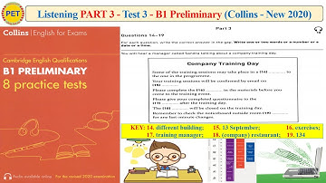 B1 Preliminary - Collins - Listening Part 3 Test 3 (2020 + Transcript + Key)