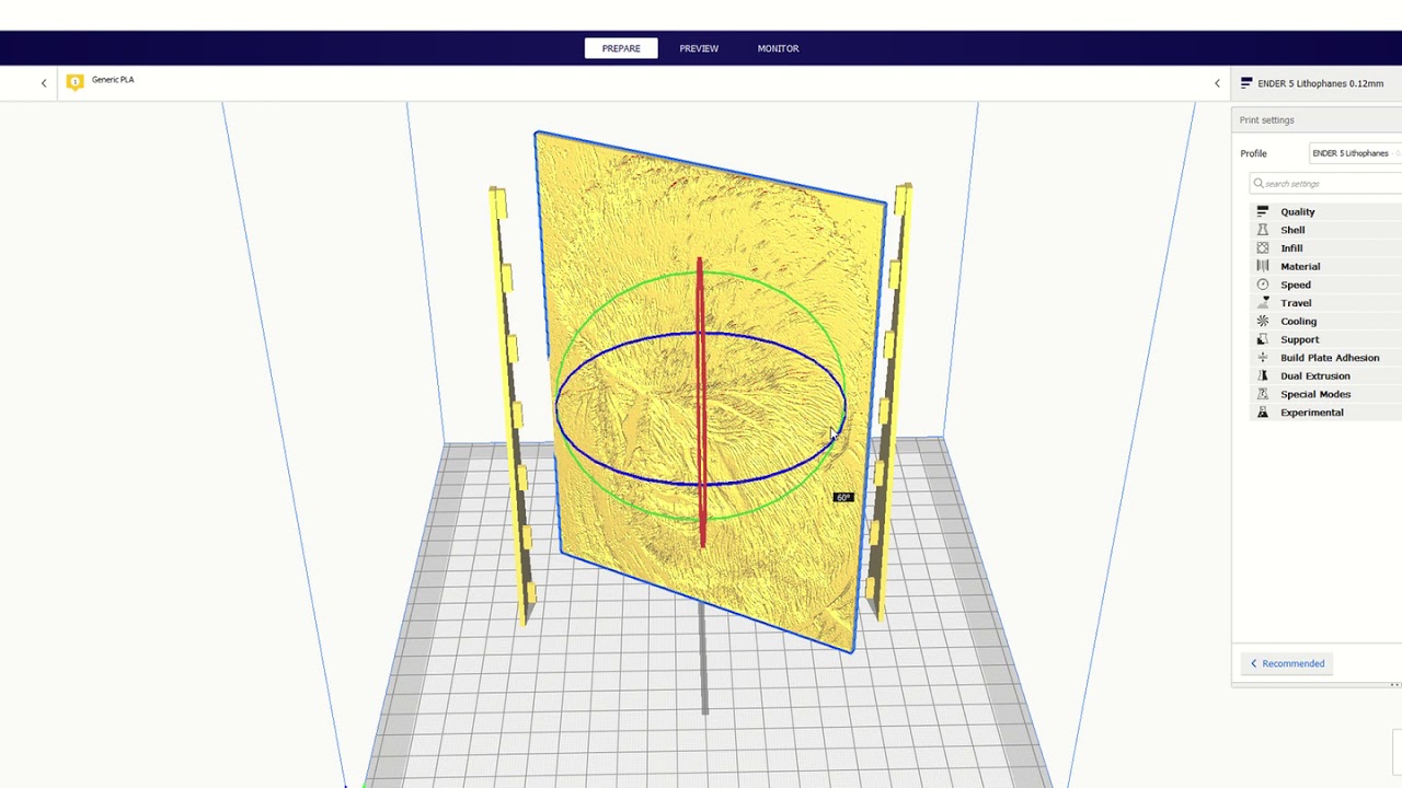 My CURA 5 x 7 Lithophane template YouTube