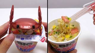 [Gadget ASMR] Crab on Cup Noodles?! Funny "Crab Ramen Timer" Unboxing & Tasting! 🦀🦑🍜