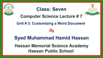 Computer Science Lecture # 7 for Class Seven