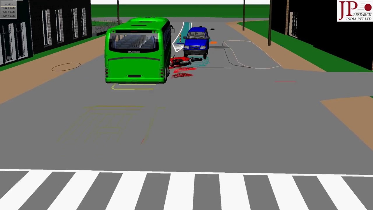 Motorcycle Accident / Improper Lane Change / 3D Rendered Video / PC Crash Accident Reconstruction