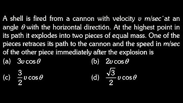 A shell is fired from a cannon with velocity u m/sec