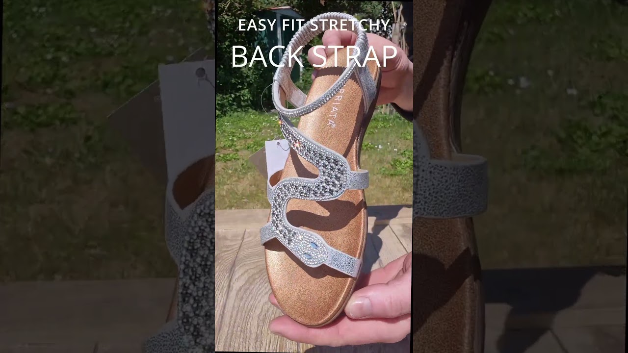 Cipriata Jewelled Elastic Back Sandals – Black or Silver ✨