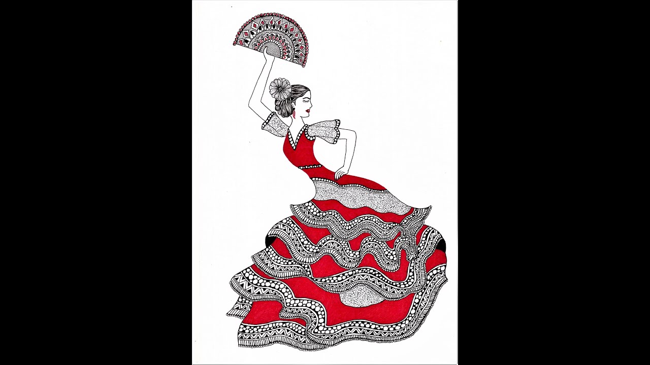 Dancing Girl With Beautiful Dress Drawing Mandala Art Fashion Illustration Zentangle Doodle Art Youtube,Cute Girl Drawing Cool Profile Pictures For Girls