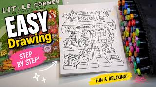 Coloring a Cute Grocery Store | Relaxing Coloring Page