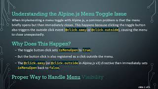 Fixing Alpine.js Menu Toggle: Why Your Menu Closes Immediately and How to Fix It