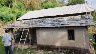 How to fix natural Slate Roof #villagelife  #skills 