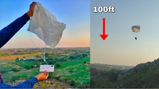Mobile Phone Drop Test With Parachute  How To Make Parachute At Home  Parachute Experiment