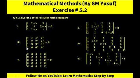 Linear Algebra | Matrix Equations | Mathematical Methods Chapter 5 | Exercise 5.2, Question 1 | Urdu