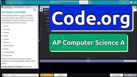 Code.org Lesson 1.1 One-Dimensional (1D) Arrays | Tutorial and Answers | Unit 3 Computer Science A