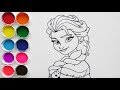 Dibujar y colorea elsa frozen de araco iris  dibujos para nios   learn colors  funkeep