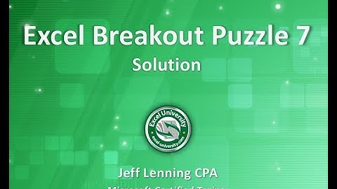 Excel Breakout Puzzle 7 Solution