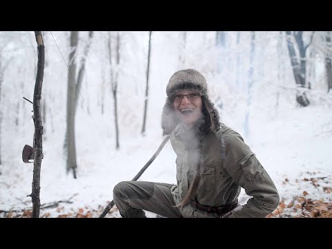 Bushcraft In The Snow - Joy of First Snow - Bungalow Tent - Campfire Cooking