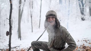 Bushcraft In The Snow - Joy of First Snow - Bungalow Tent - Campfire Cooking