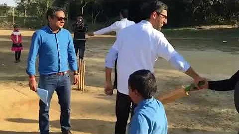 Sundar Pichai(Google CEO) playing cricket in a village near IIT Kharagpur