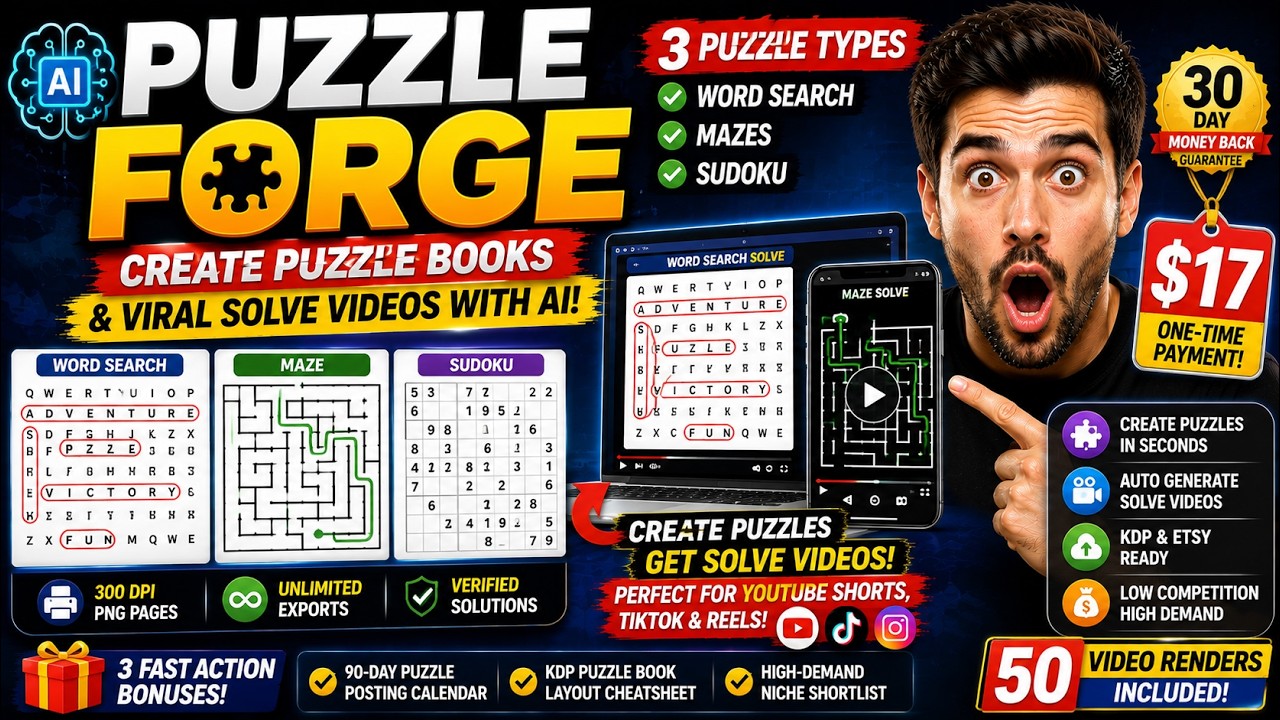 PuzzleForge Review 2026 – Create Puzzle Books & Viral Solve Videos With AI