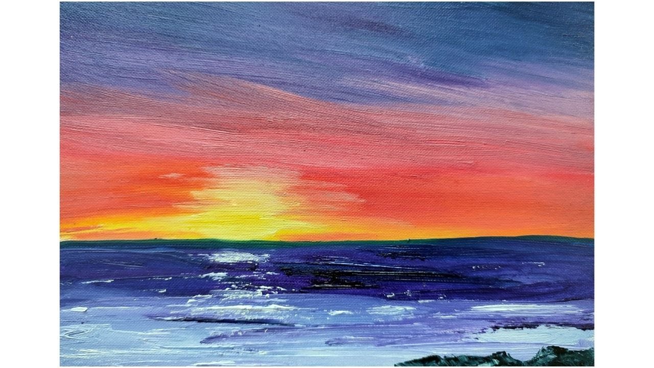 Facile ) Coucher de soleil aquarelle pour débutants - Aquarelle facile