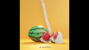 3D Motion : Watermelon with fluid cream - Eevee Render Blender