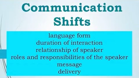 Communication Shifts - Oral Communication