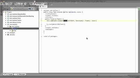 Realaxy ActionScript Editor beta 10. Work with events.
