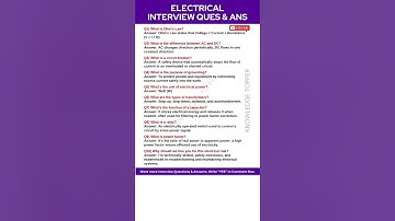 Electrical Interview Questions and Answers | Electrical Engineer Interview Questions and Answers