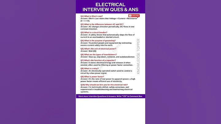 Electrical Interview Questions and Answers | Electrical Engineer Interview Questions and Answers
