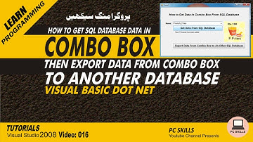 Visual Basic Tutorials for Beginners Video 016   Combo Box Import and Export Data from SQL Database
