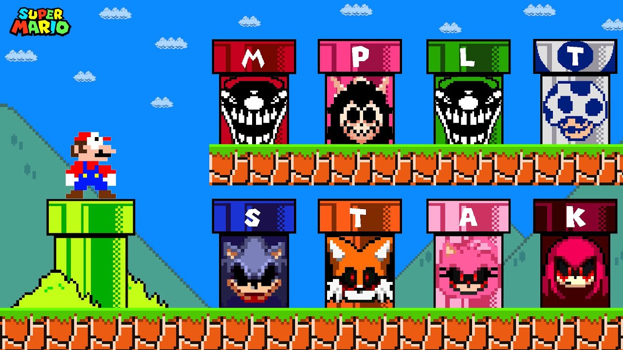 Super Mario Bros. If All Mario and Sonic Creepypasta Characters Were Custom Pipes?