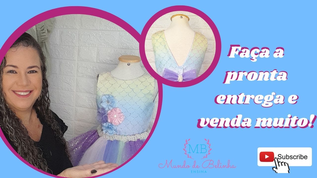 Vestido infantil decote V nas costas passo a passo