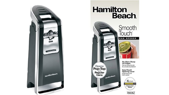 Hamilton Beach Brands Inc. 76700 Electric Automatic Can Opener with  Easy-Clean Detachable Cutting Lever, Cord Storage, Knife Sharpener, Brushed  Stainless Steel