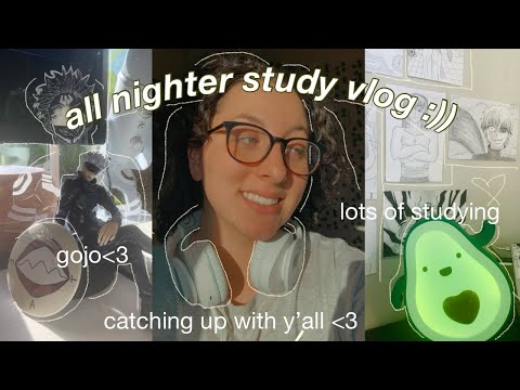 all nighter study vlog | cathing up on classes, lots of coffee, much needed study session 💛