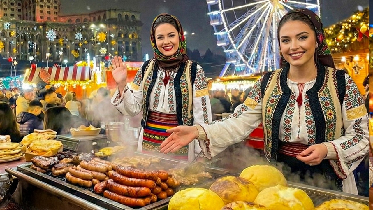 Beautiful Romanian Girls Serve the Best Christmas Food #food