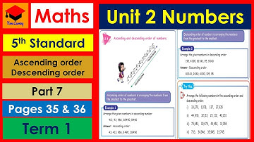 5th Std- Maths- Unit 2- Numbers-  Pages 35 & 36- Ascending order & Descending order- Part 7- Term 1.