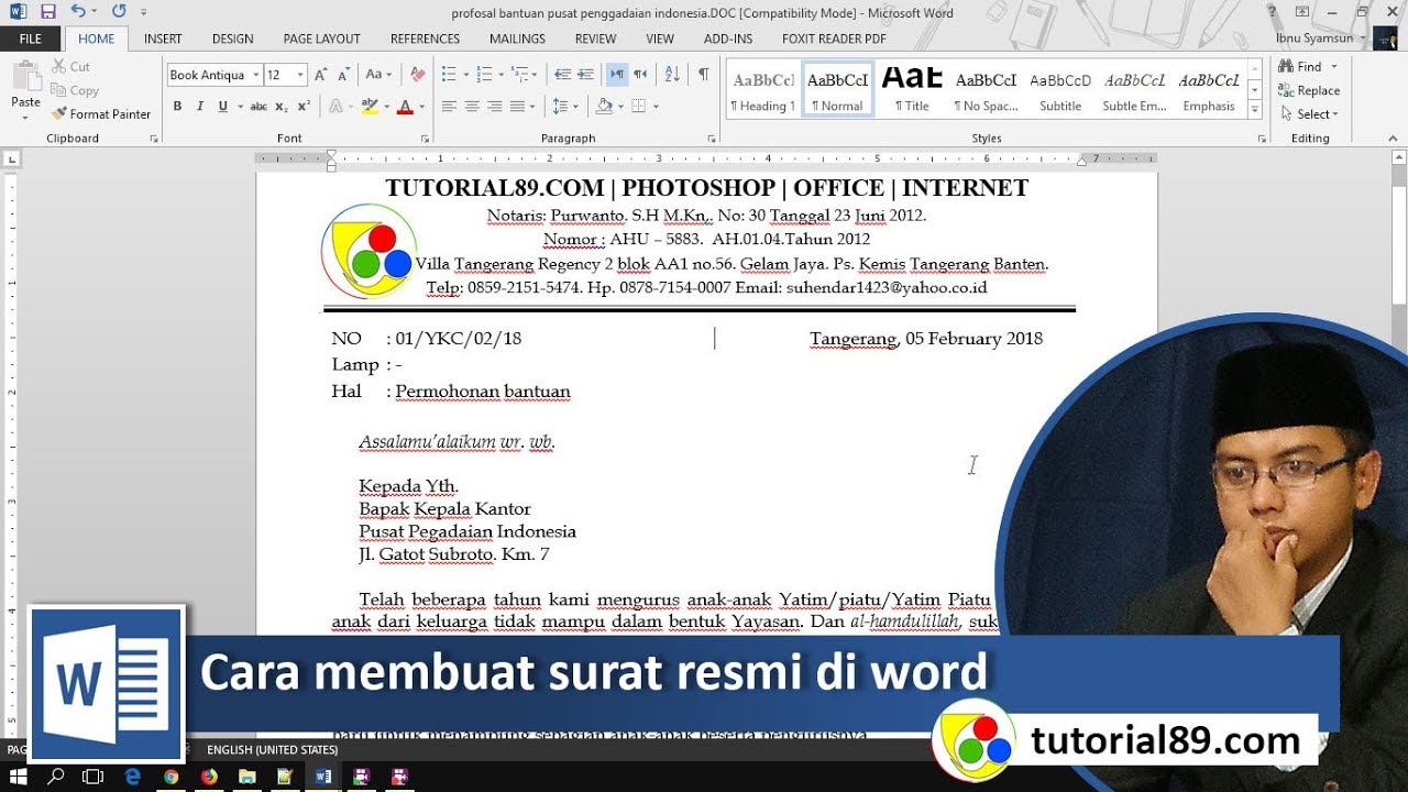 CARA mudah membuat surat resmi di wicrosoft word 