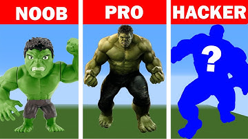 Hulk - Pixel art in Minecraft - How to Draw? Noob vs Pro vs Hacker